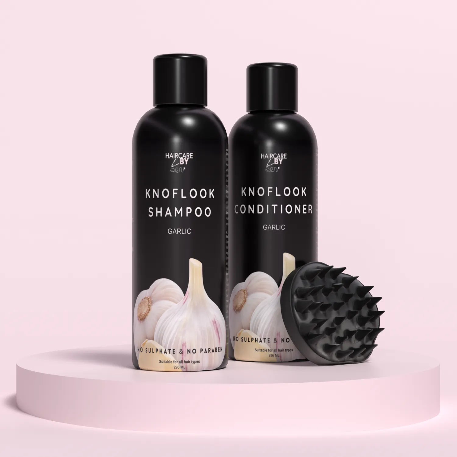 Garlic Shampoo & Conditioner + Scalp Brush